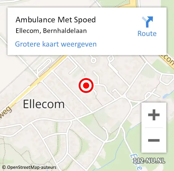 Locatie op kaart van de 112 melding: Ambulance Met Spoed Naar Ellecom, Bernhaldelaan op 9 januari 2017 21:35