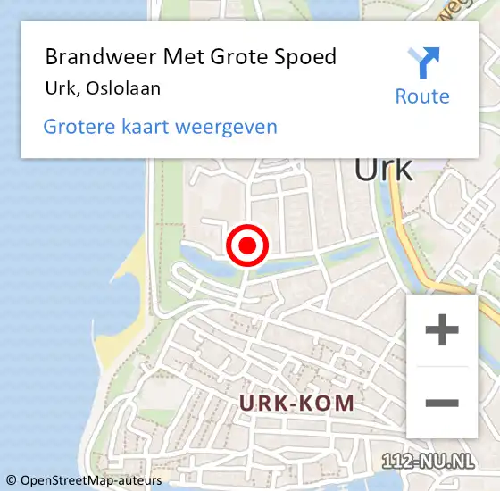 Locatie op kaart van de 112 melding: Brandweer Met Grote Spoed Naar Urk, Oslolaan op 9 januari 2017 22:29