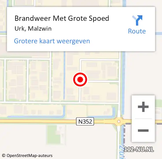 Locatie op kaart van de 112 melding: Brandweer Met Grote Spoed Naar Urk, Malzwin op 9 januari 2017 22:39