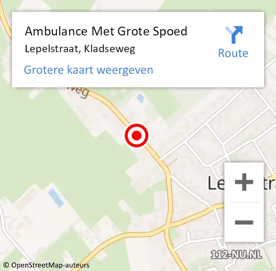 Locatie op kaart van de 112 melding: Ambulance Met Grote Spoed Naar Lepelstraat, Kladseweg op 9 januari 2017 23:06