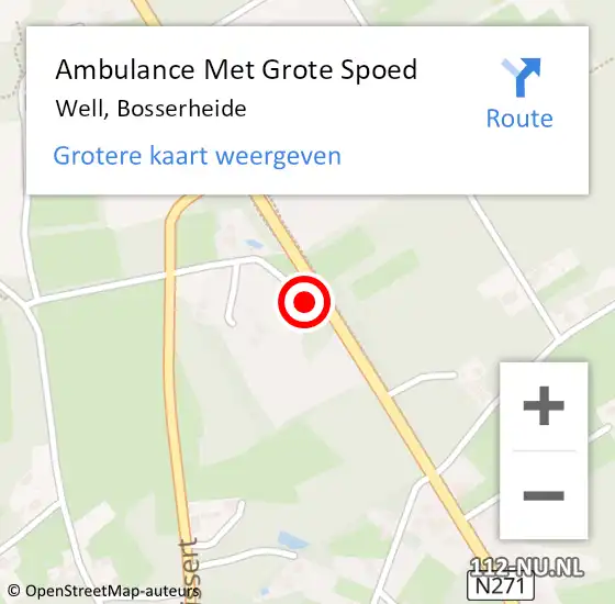 Locatie op kaart van de 112 melding: Ambulance Met Grote Spoed Naar Well, Bosserheide op 9 januari 2017 23:14