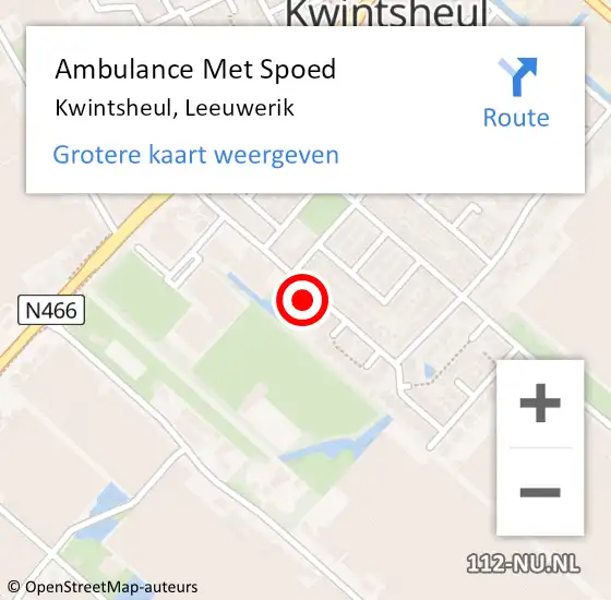 Locatie op kaart van de 112 melding: Ambulance Met Spoed Naar Kwintsheul, Leeuwerik op 9 januari 2017 23:42