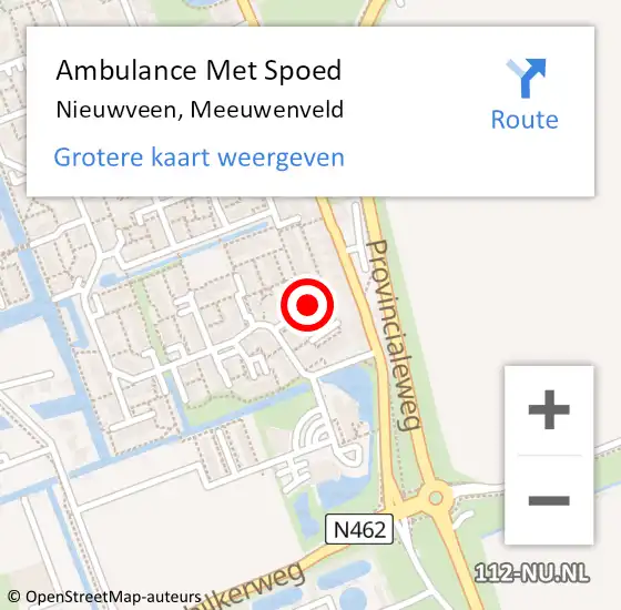 Locatie op kaart van de 112 melding: Ambulance Met Spoed Naar Nieuwveen, Meeuwenveld op 9 januari 2017 23:52