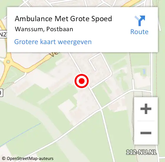 Locatie op kaart van de 112 melding: Ambulance Met Grote Spoed Naar Wanssum, Postbaan op 9 januari 2017 23:59