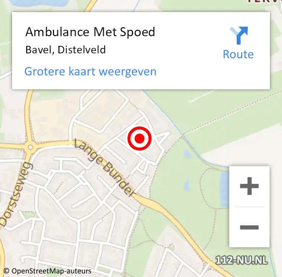 Locatie op kaart van de 112 melding: Ambulance Met Spoed Naar Bavel, Distelveld op 10 januari 2017 00:21