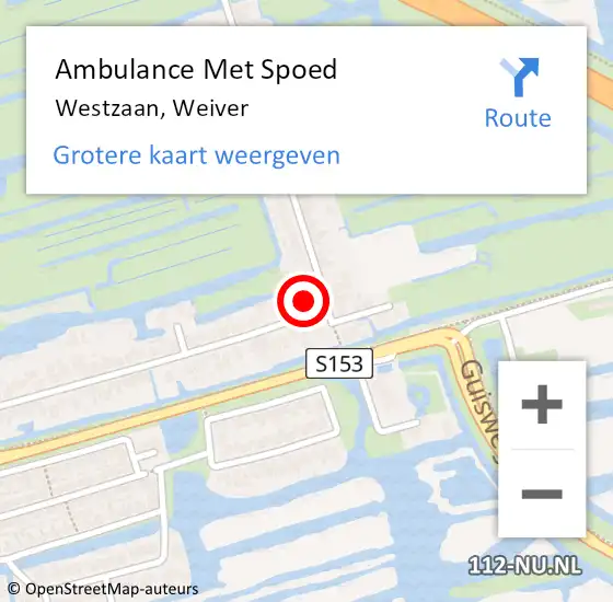 Locatie op kaart van de 112 melding: Ambulance Met Spoed Naar Westzaan, Weiver op 10 januari 2017 00:47