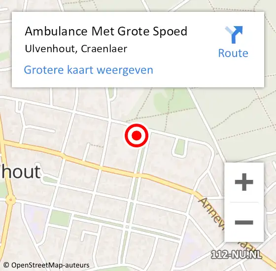 Locatie op kaart van de 112 melding: Ambulance Met Grote Spoed Naar Ulvenhout, Craenlaer op 10 januari 2017 00:53