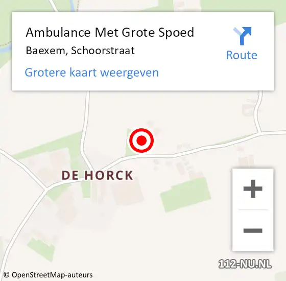 Locatie op kaart van de 112 melding: Ambulance Met Grote Spoed Naar Baexem, Schoorstraat op 10 januari 2017 01:36