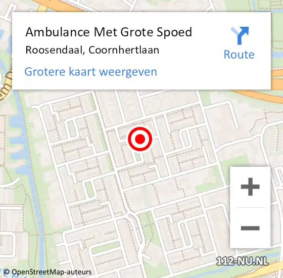 Locatie op kaart van de 112 melding: Ambulance Met Grote Spoed Naar Roosendaal, Coornhertlaan op 10 januari 2017 01:46