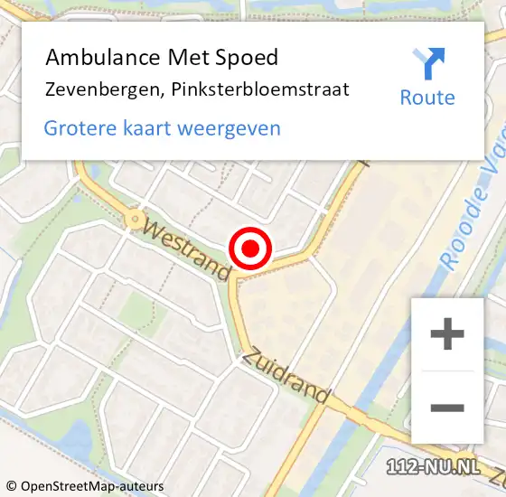 Locatie op kaart van de 112 melding: Ambulance Met Spoed Naar Zevenbergen, Pinksterbloemstraat op 10 januari 2017 04:48