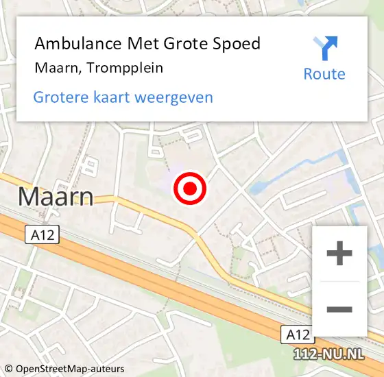 Locatie op kaart van de 112 melding: Ambulance Met Grote Spoed Naar Maarn, Trompplein op 10 januari 2017 07:44