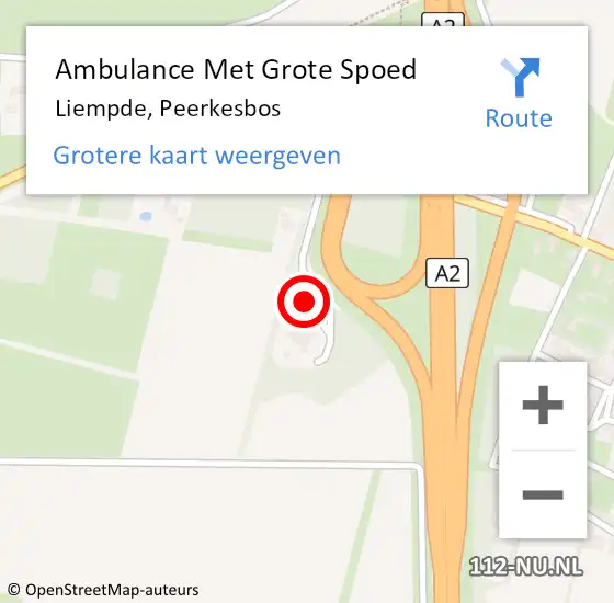 Locatie op kaart van de 112 melding: Ambulance Met Grote Spoed Naar Liempde, Peerkesbos op 10 januari 2017 08:00