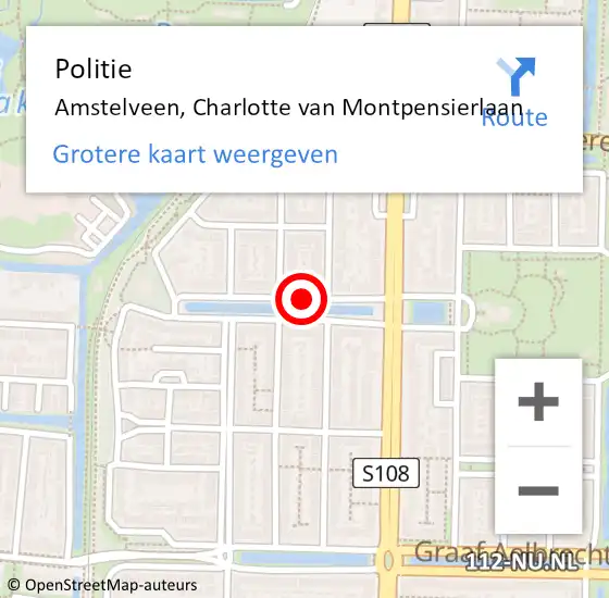 Locatie op kaart van de 112 melding: Politie Amstelveen, Charlotte van Montpensierlaan op 10 januari 2017 08:43