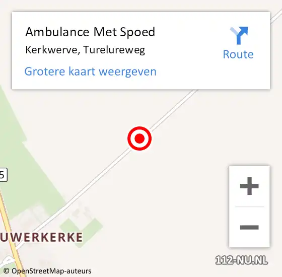 Locatie op kaart van de 112 melding: Ambulance Met Spoed Naar Kerkwerve, Turelureweg op 10 januari 2017 08:50