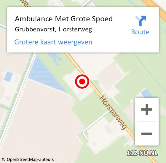 Locatie op kaart van de 112 melding: Ambulance Met Grote Spoed Naar Grubbenvorst, Horsterweg op 10 januari 2017 09:16