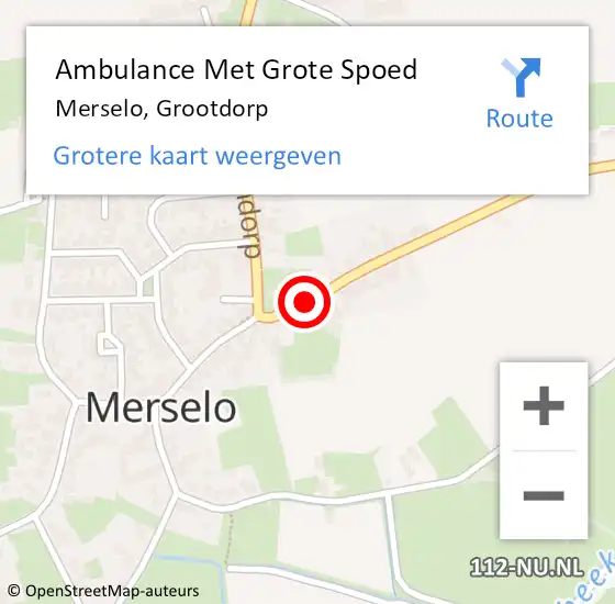 Locatie op kaart van de 112 melding: Ambulance Met Grote Spoed Naar Merselo, Grootdorp op 7 januari 2014 13:06