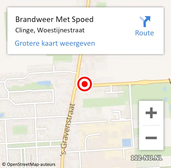 Locatie op kaart van de 112 melding: Brandweer Met Spoed Naar Clinge, Woestijnestraat op 10 januari 2017 10:00