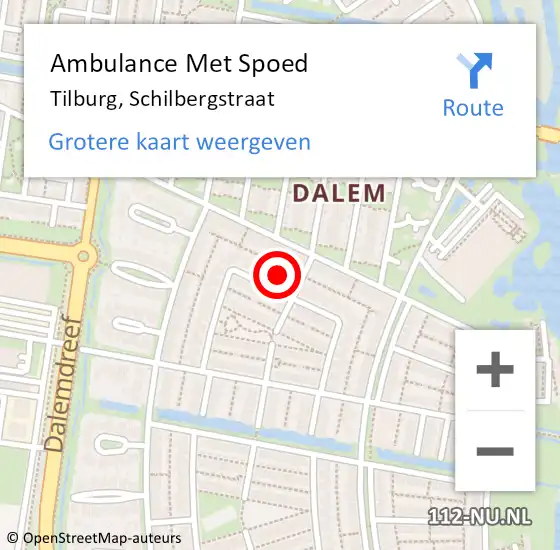 Locatie op kaart van de 112 melding: Ambulance Met Spoed Naar Tilburg, Schilbergstraat op 10 januari 2017 10:03