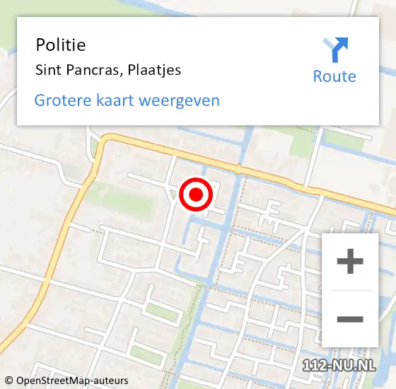 Locatie op kaart van de 112 melding: Politie Sint Pancras, Plaatjes op 10 januari 2017 10:21