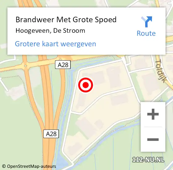 Locatie op kaart van de 112 melding: Brandweer Met Grote Spoed Naar Hoogeveen, De Stroom op 10 januari 2017 10:26