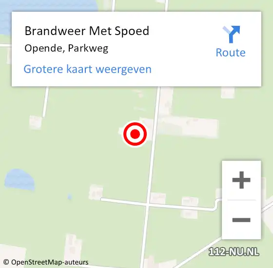 Locatie op kaart van de 112 melding: Brandweer Met Spoed Naar Opende, Parkweg op 10 januari 2017 10:26