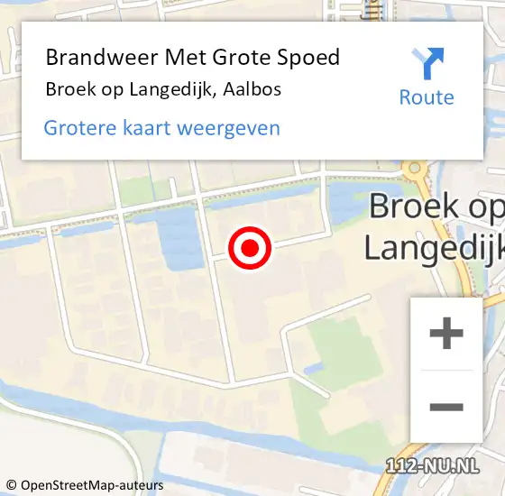 Locatie op kaart van de 112 melding: Brandweer Met Grote Spoed Naar Broek op Langedijk, Aalbos op 10 januari 2017 10:28