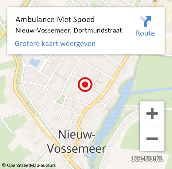 Locatie op kaart van de 112 melding: Ambulance Met Spoed Naar Nieuw Vossemeer, Dortmundstraat op 10 januari 2017 11:21