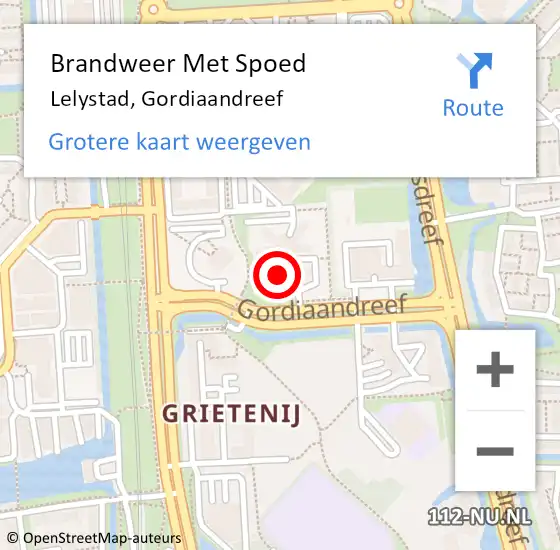 Locatie op kaart van de 112 melding: Brandweer Met Spoed Naar Lelystad, Gordiaandreef op 10 januari 2017 11:28