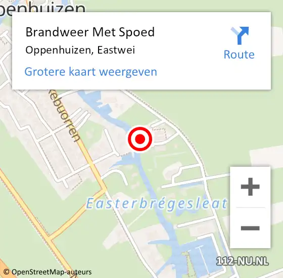 Locatie op kaart van de 112 melding: Brandweer Met Spoed Naar Oppenhuizen, Eastwei op 10 januari 2017 11:44