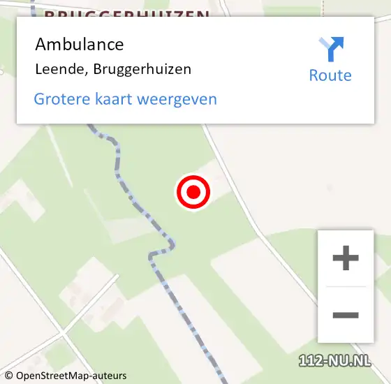 Locatie op kaart van de 112 melding: Ambulance Leende, Bruggerhuizen op 10 januari 2017 13:44