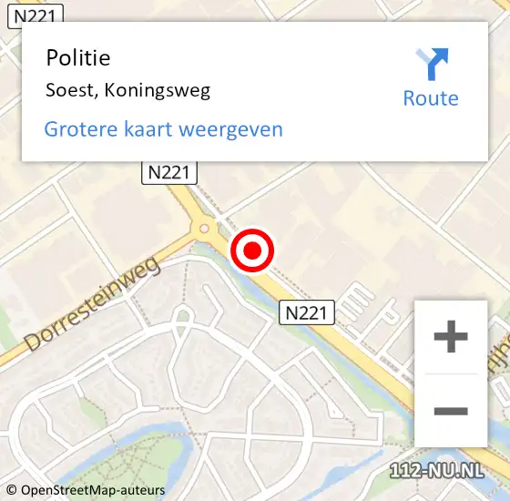 Locatie op kaart van de 112 melding: Politie Soest, Koningsweg op 10 januari 2017 14:30