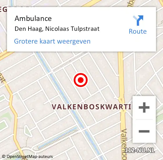 Locatie op kaart van de 112 melding: Ambulance Den Haag, Nicolaas Tulpstraat op 10 januari 2017 14:33