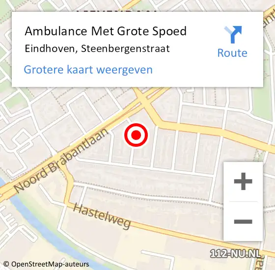 Locatie op kaart van de 112 melding: Ambulance Met Grote Spoed Naar Eindhoven, Steenbergenstraat op 10 januari 2017 15:06