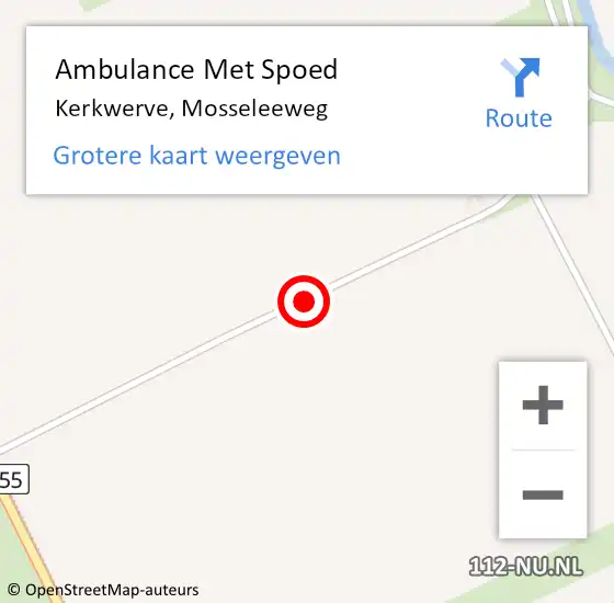 Locatie op kaart van de 112 melding: Ambulance Met Spoed Naar Kerkwerve, Mosseleeweg op 10 januari 2017 17:15