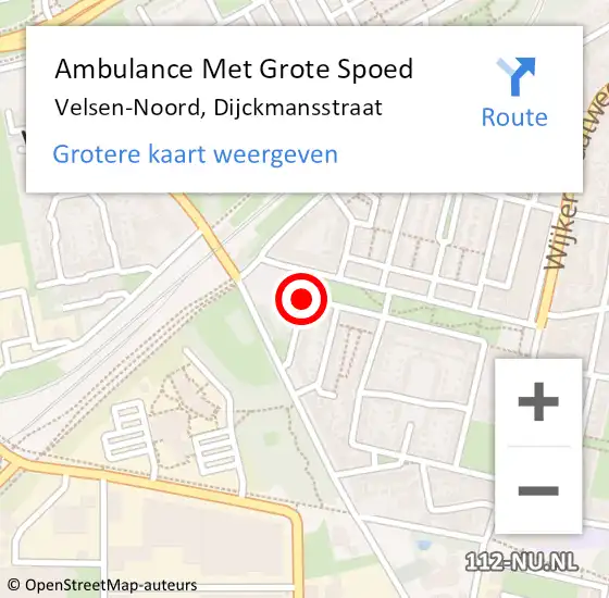 Locatie op kaart van de 112 melding: Ambulance Met Grote Spoed Naar Velsen-Noord, Dijckmansstraat op 10 januari 2017 17:33