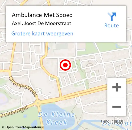 Locatie op kaart van de 112 melding: Ambulance Met Spoed Naar Axel, Joost De Moorstraat op 10 januari 2017 17:41