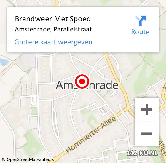 Locatie op kaart van de 112 melding: Brandweer Met Spoed Naar Amstenrade, Parallelstraat op 10 januari 2017 17:50