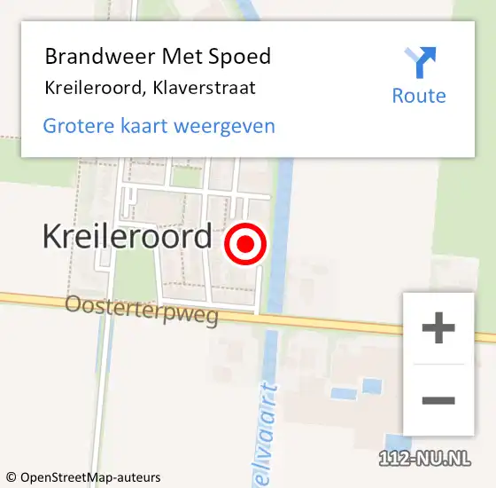 Locatie op kaart van de 112 melding: Brandweer Met Spoed Naar Kreileroord, Klaverstraat op 10 januari 2017 18:03