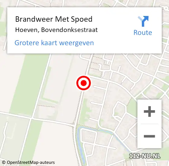 Locatie op kaart van de 112 melding: Brandweer Met Spoed Naar Hoeven, Bovendonksestraat op 10 januari 2017 18:35