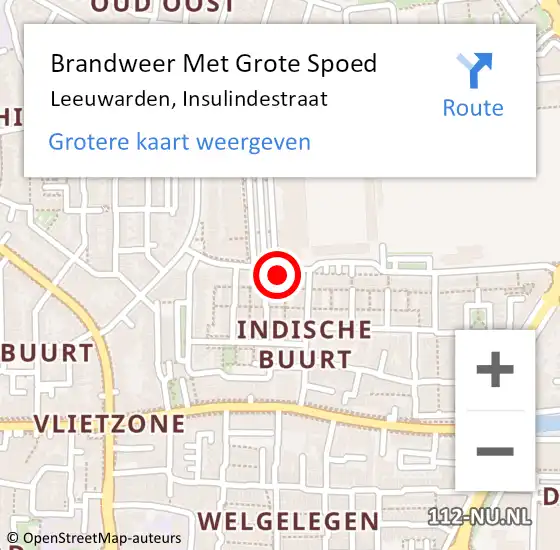 Locatie op kaart van de 112 melding: Brandweer Met Grote Spoed Naar Leeuwarden, Insulindestraat op 10 januari 2017 19:48