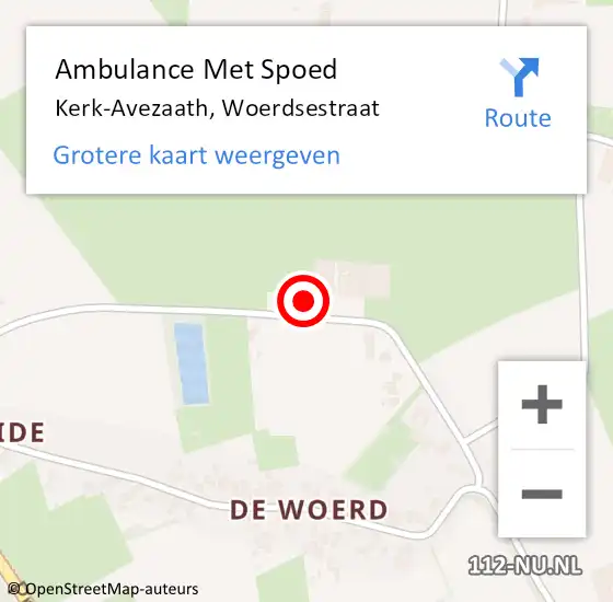 Locatie op kaart van de 112 melding: Ambulance Met Spoed Naar Kerk-Avezaath, Woerdsestraat op 10 januari 2017 21:12