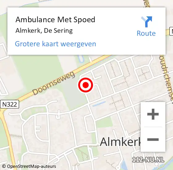 Locatie op kaart van de 112 melding: Ambulance Met Spoed Naar Almkerk, De Sering op 10 januari 2017 21:22