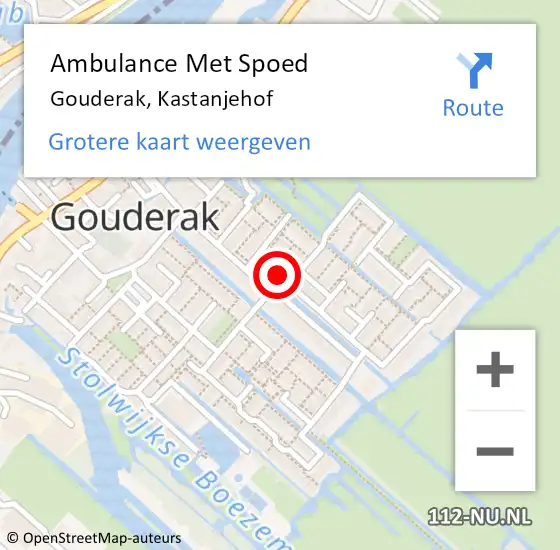 Locatie op kaart van de 112 melding: Ambulance Met Spoed Naar Gouderak, Kastanjehof op 10 januari 2017 23:10