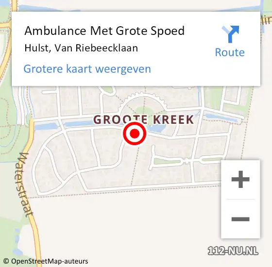 Locatie op kaart van de 112 melding: Ambulance Met Grote Spoed Naar Hulst, Van Riebeecklaan op 11 januari 2017 00:13