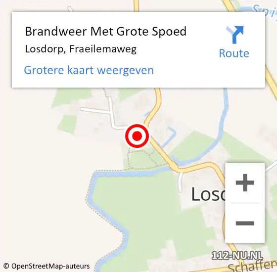 Locatie op kaart van de 112 melding: Brandweer Met Grote Spoed Naar Losdorp, Fraeilemaweg op 11 januari 2017 00:40