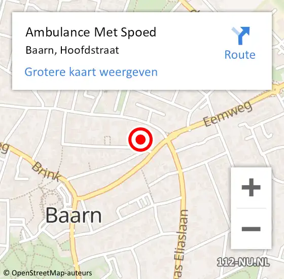 Locatie op kaart van de 112 melding: Ambulance Met Spoed Naar Baarn, Hoofdstraat op 11 januari 2017 01:58