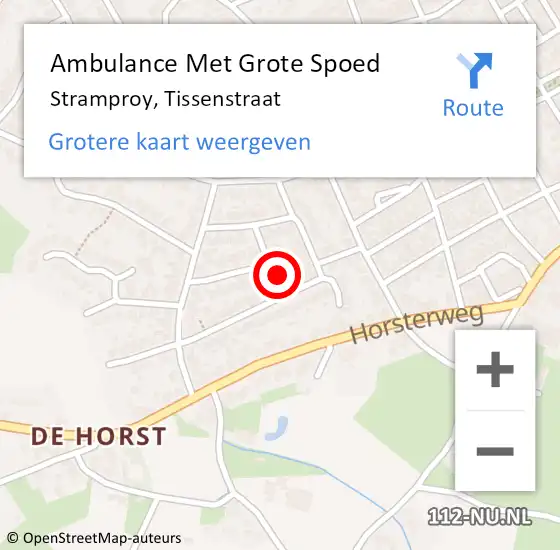 Locatie op kaart van de 112 melding: Ambulance Met Grote Spoed Naar Stramproy, Tissenstraat op 11 januari 2017 02:27