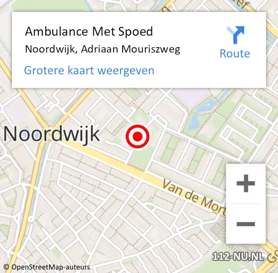 Locatie op kaart van de 112 melding: Ambulance Met Spoed Naar Noordwijk, Adriaan Mouriszweg op 11 januari 2017 02:46