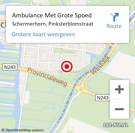 Locatie op kaart van de 112 melding: Ambulance Met Grote Spoed Naar Schermerhorn, Pinksterblomstraat op 11 januari 2017 02:47