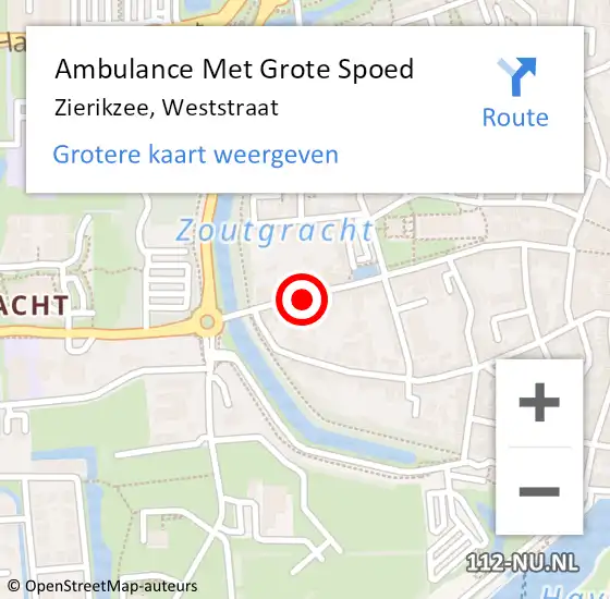 Locatie op kaart van de 112 melding: Ambulance Met Grote Spoed Naar Zierikzee, Weststraat op 11 januari 2017 03:04